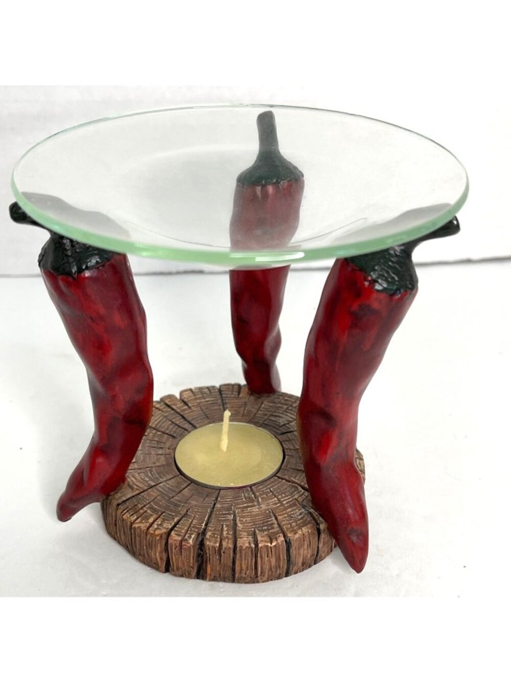 Vintage 90s  Red Chili Pepper Wax Warmer Oil Burner Candle Holder Southwestern - Picture 2 of 8